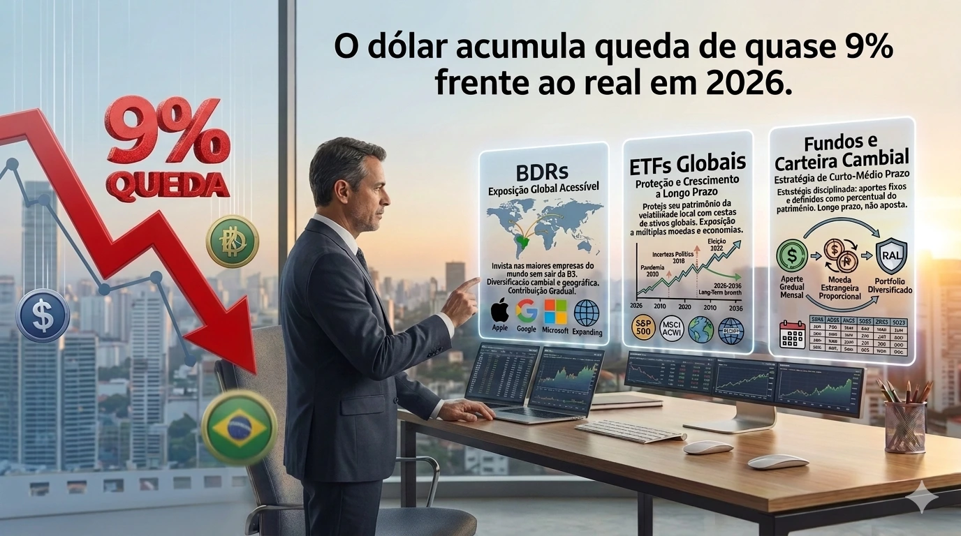 Pessoa planejando aportes graduais para diversificar o patrimônio no exterior