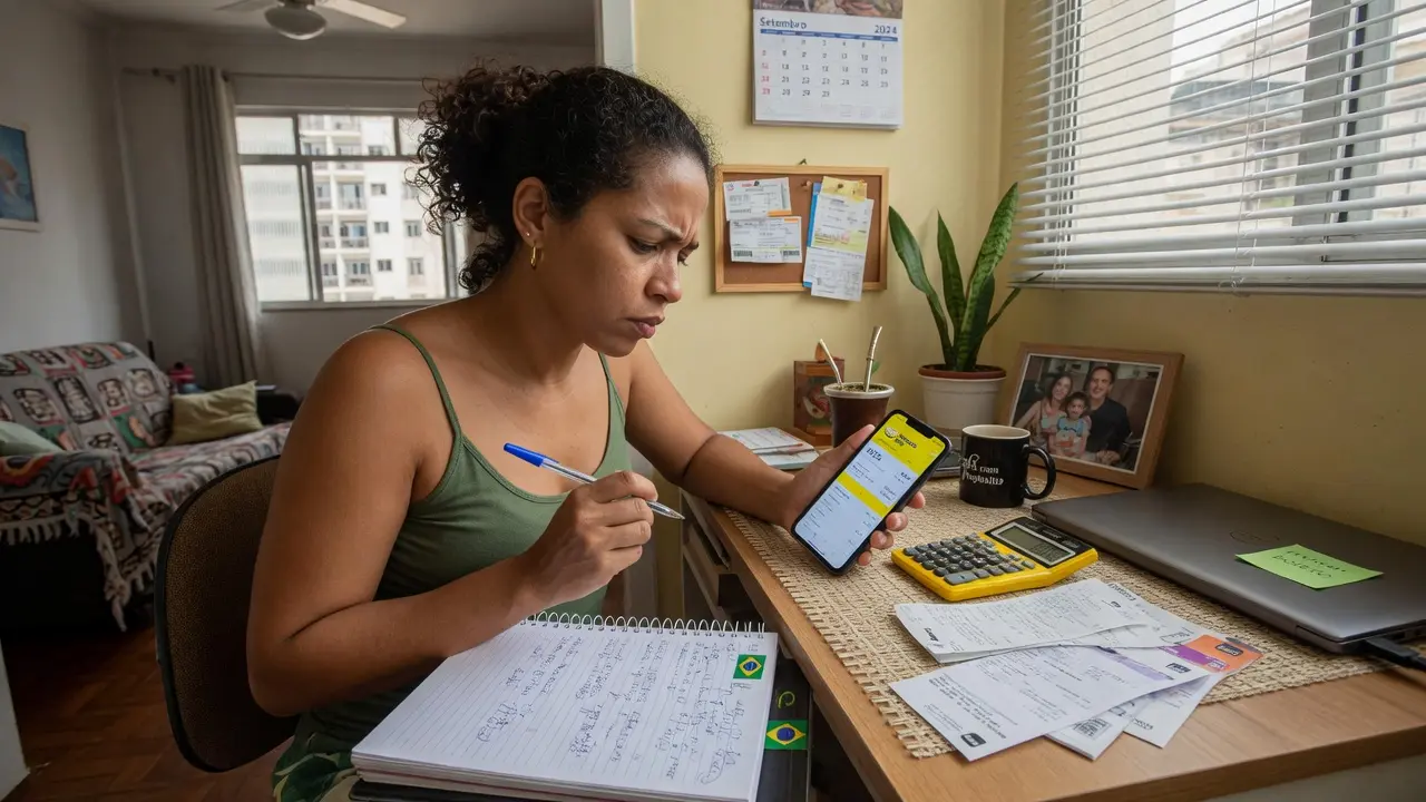 Itens de orçamento doméstico organizados com foco em economia