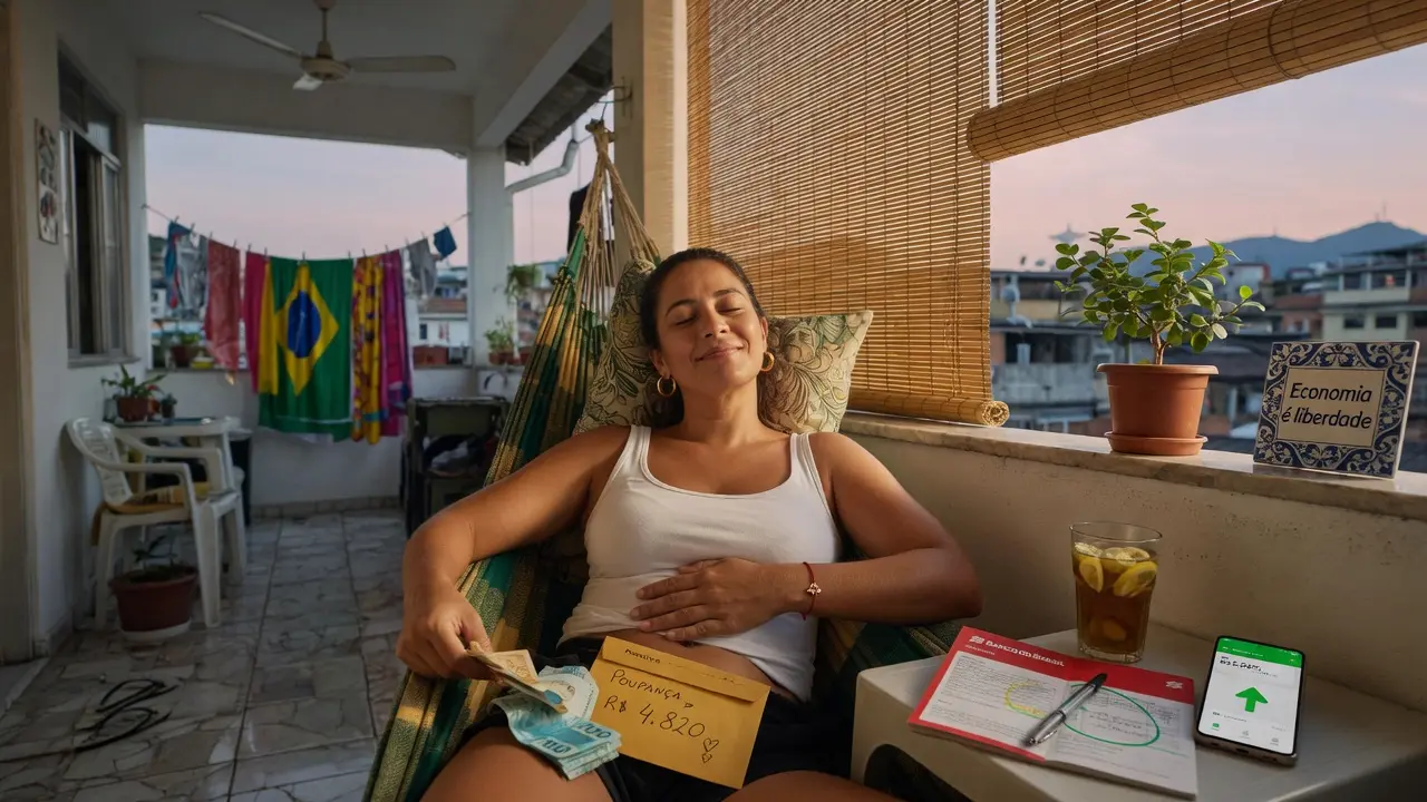 Pessoa tranquila após manter consistência no hábito de poupar