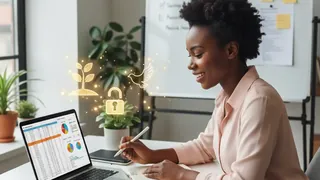 Dinheiro virtual e dinheiro físico caindo em um cofre