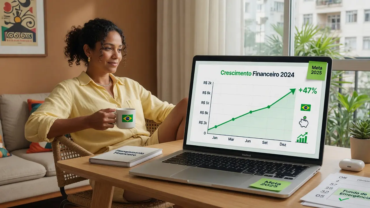 Pessoa confiante com o futuro financeiro após aprender a investir