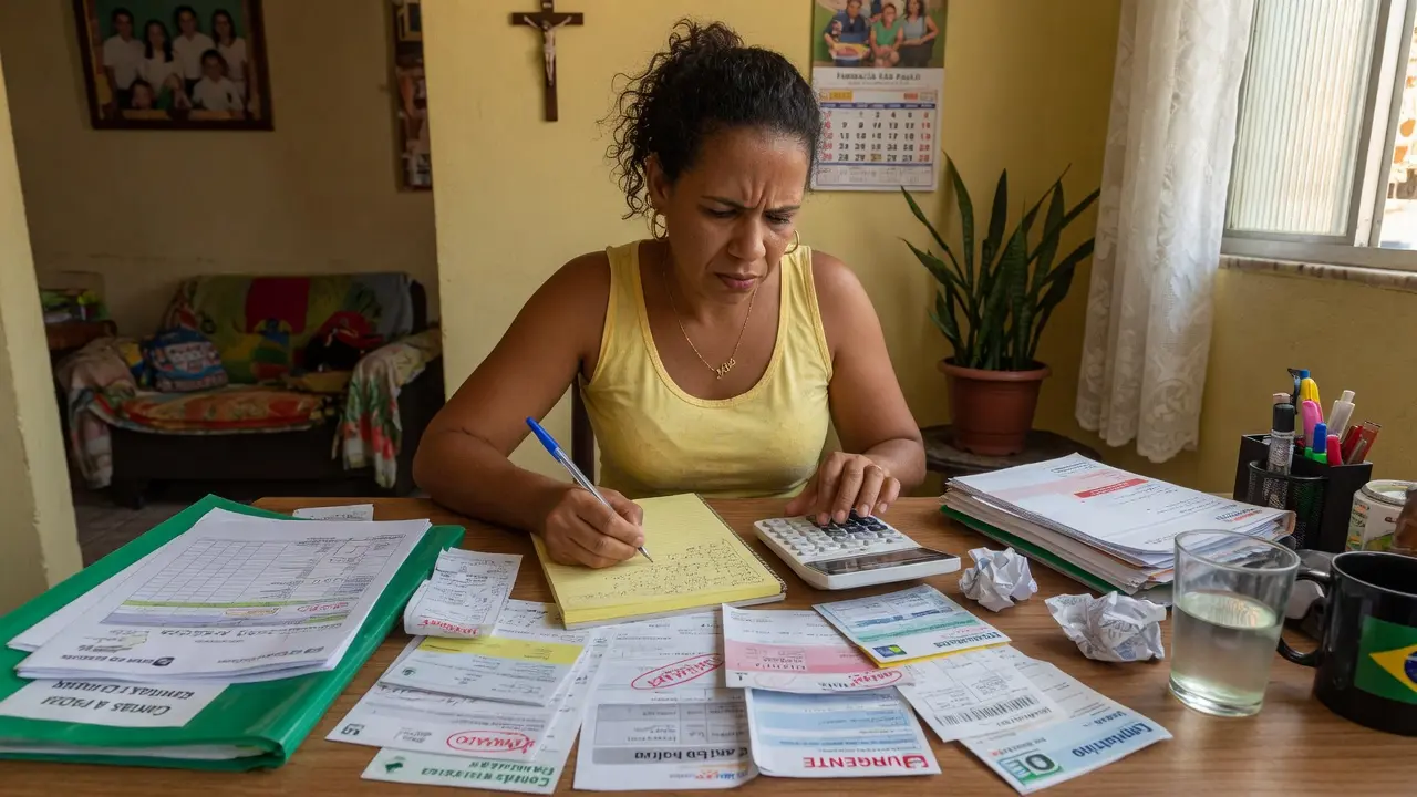 Pessoa comparando acordos e organizando prioridades financeiras