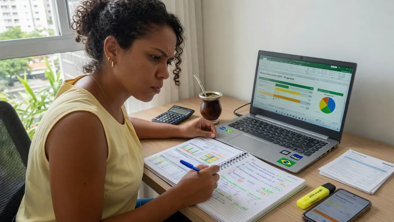 Planejamento visual com metas e etapas financeiras bem definidas