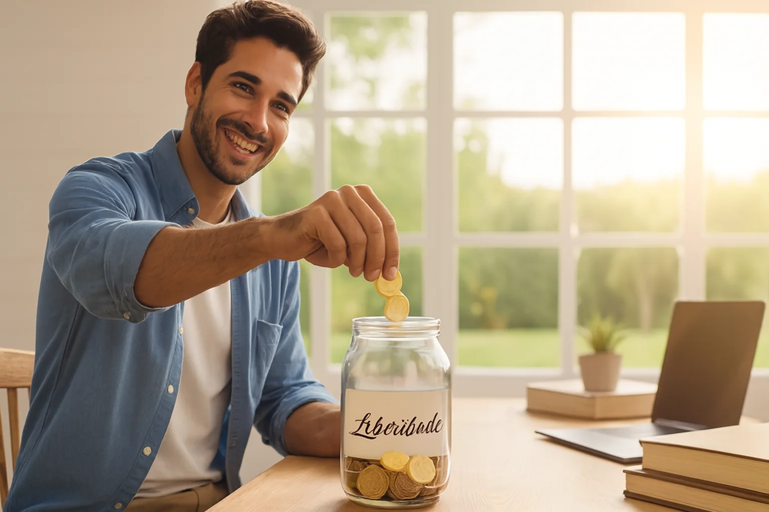 Economizar sem escassez, pessoa com dinheiro voando em balões
