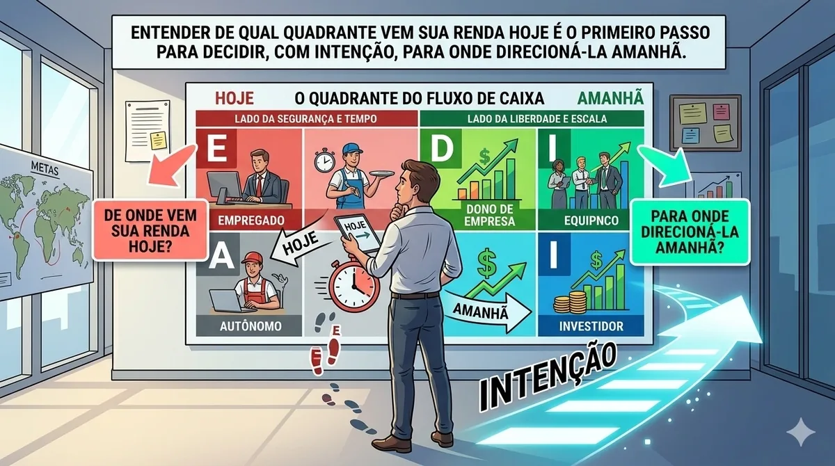 Pessoa planejando a transição entre quadrantes financeiros com mais clareza