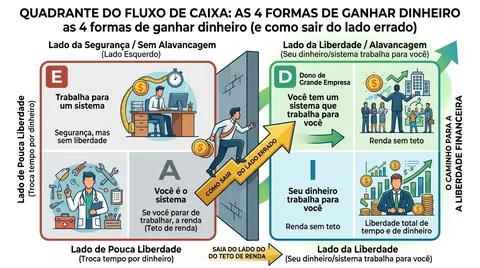Quadrante do Fluxo de Caixa: as 4 formas de ganhar dinheiro (e como sair do lado errado)