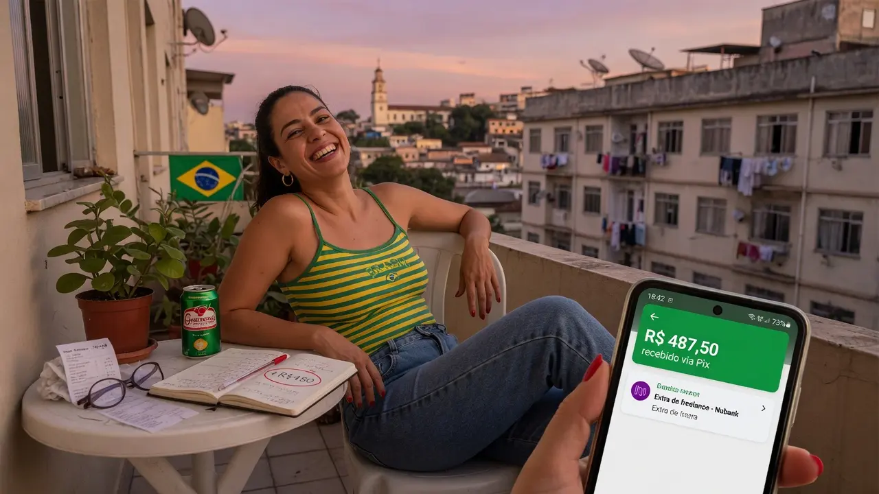 Pessoa satisfeita após gerar renda extra e aliviar o orçamento