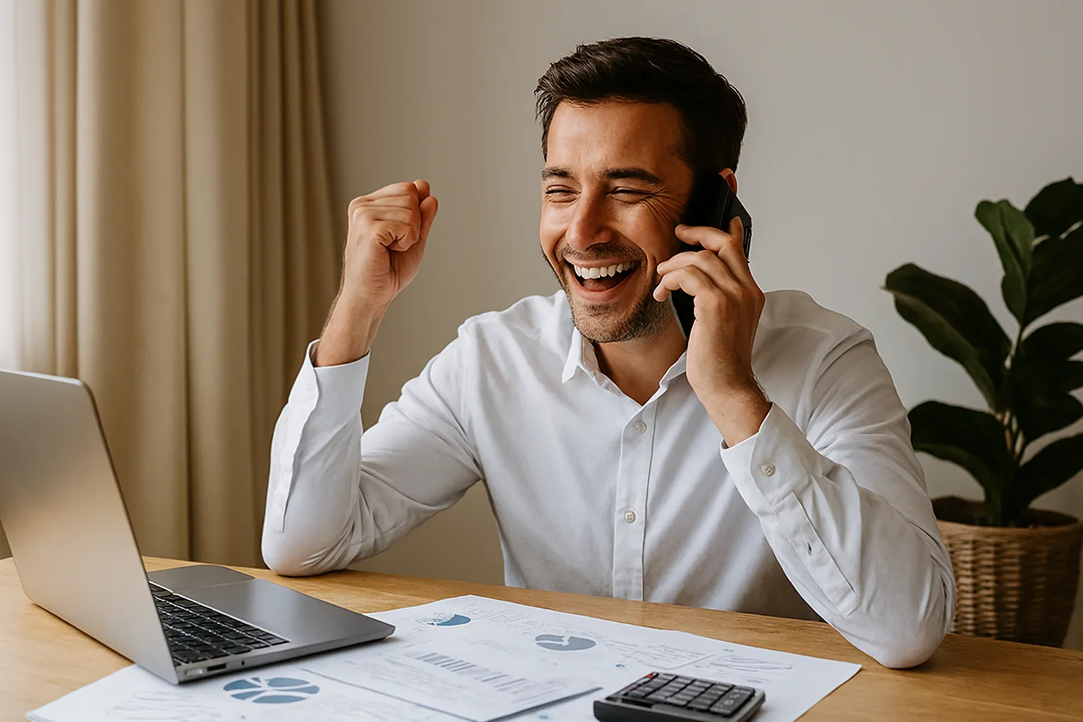 Pessoa trabalhando com planilhas e celular
