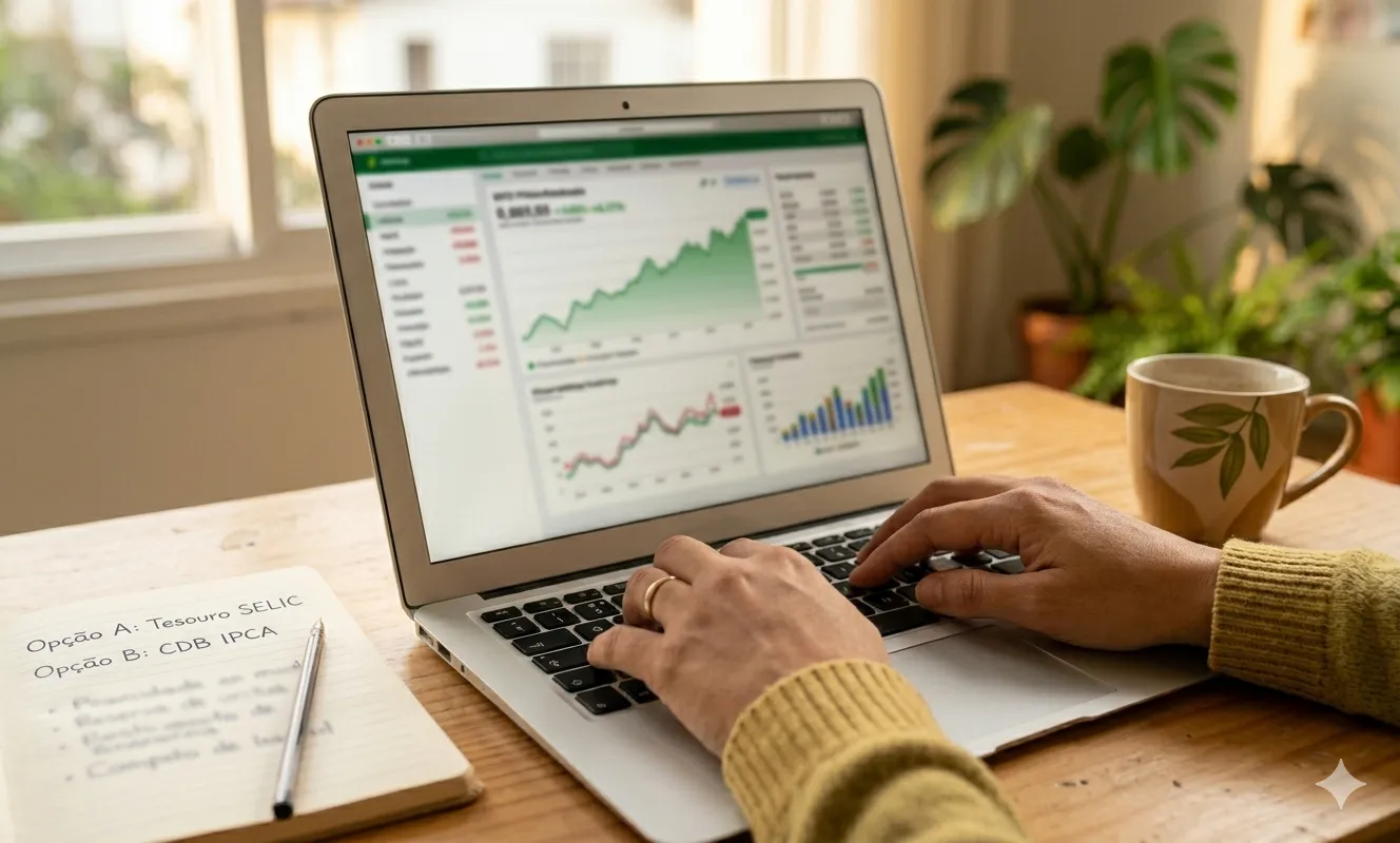 Investidor analisando gráficos de rentabilidade da renda fixa em 2026