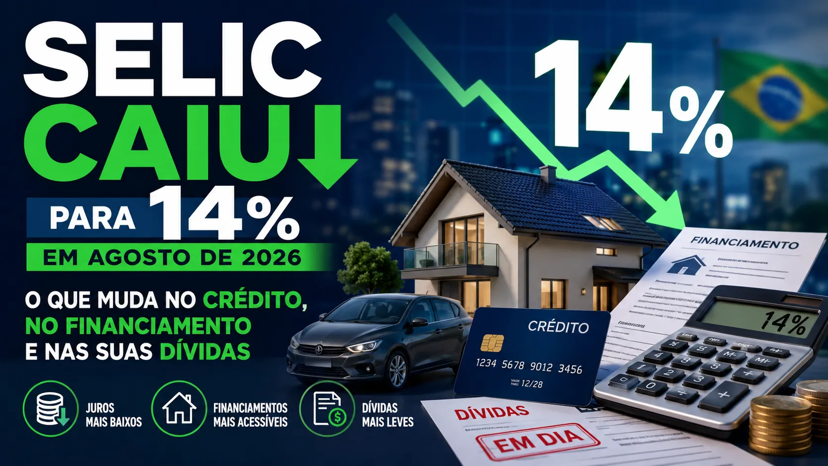 Selic Caiu para 14% em Agosto de 2026: O Que Muda no Crédito, no Financiamento e nas Suas Dívidas