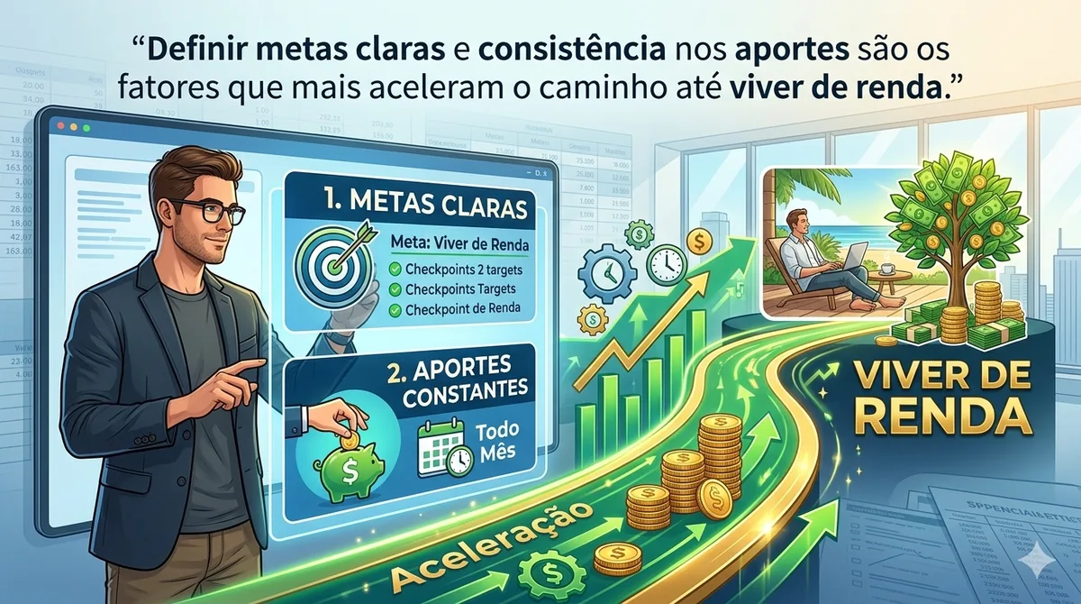 Pessoa tranquila planejando o futuro financeiro após entender o caminho para viver de renda